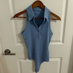 ‼️$10 Sale ‼️ NEVER WORN A&F Thong Sleeveless Polo Bodysuit - Light Blue